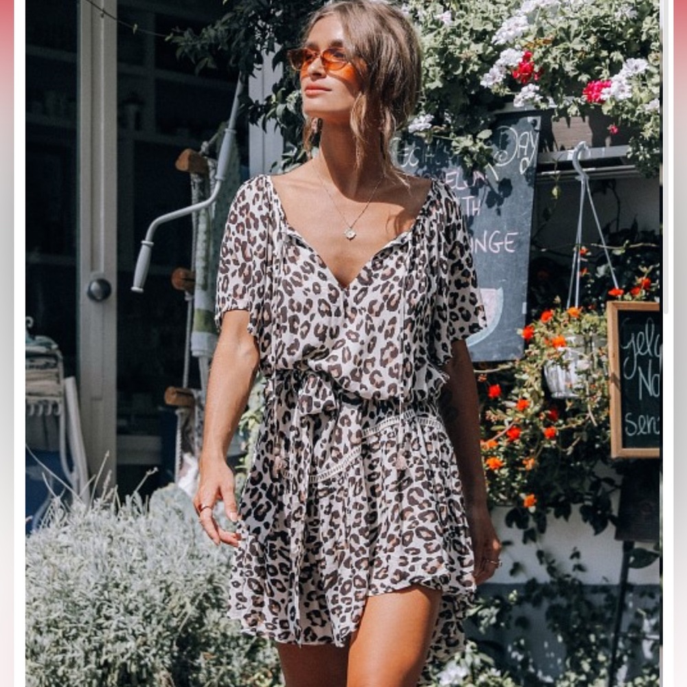 💥SALE!!💥 Spell Designs Bohdi Leopard Cheetah print short sleeve mini dress